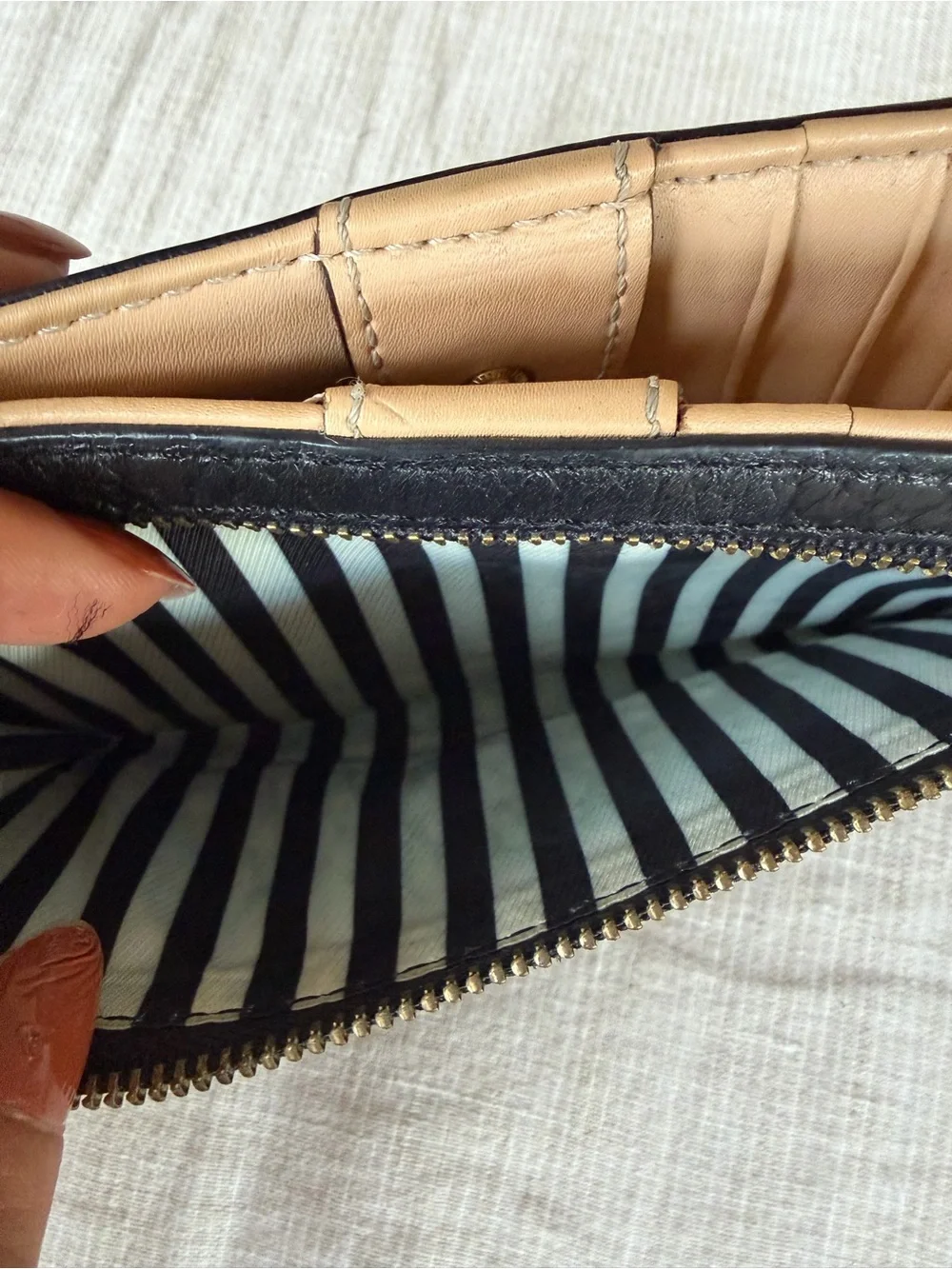 kate spade Black Pebbled Leather Card Holder with Gold Logo